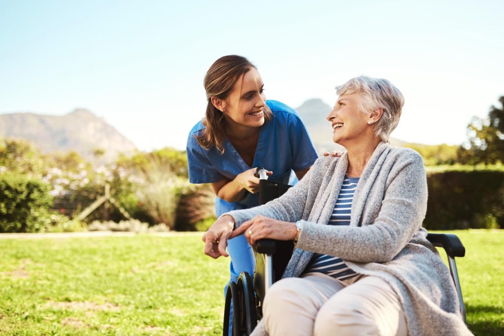 Nurse taking care of elderdly person